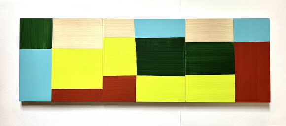 "Topopgraphie de la Couleur, Le Dimanche au Manoir, 2024", 3-part, Pigment/Acryl/MDF,11,8 x 23,6 in I 30 x 60 cm, collection Centre d`Art Le Manoir Mouthier Haute Pierre